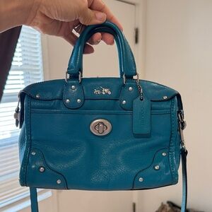 Coach Teal Leather Rhyder Satchel 24